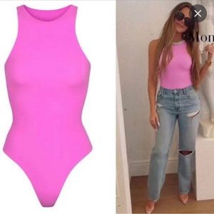 Skims-Large- neon orchid (a light bright pink) fits everybody high neck bodysuit